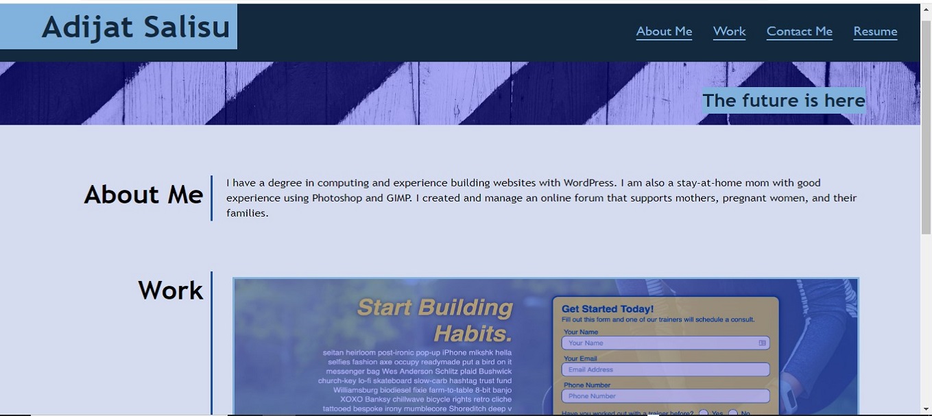 CSS Portfolio Webpage Image